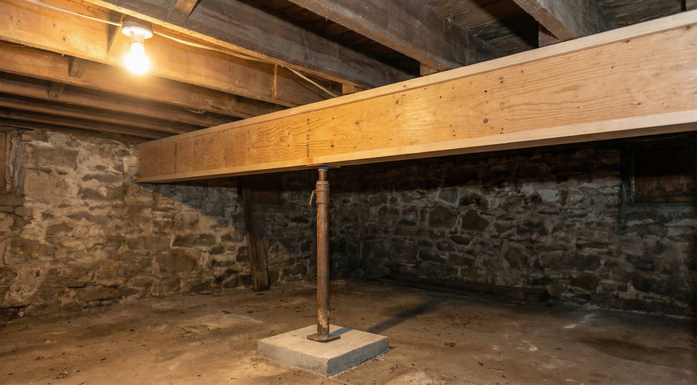 New LVL beam on adjustable steel support columns